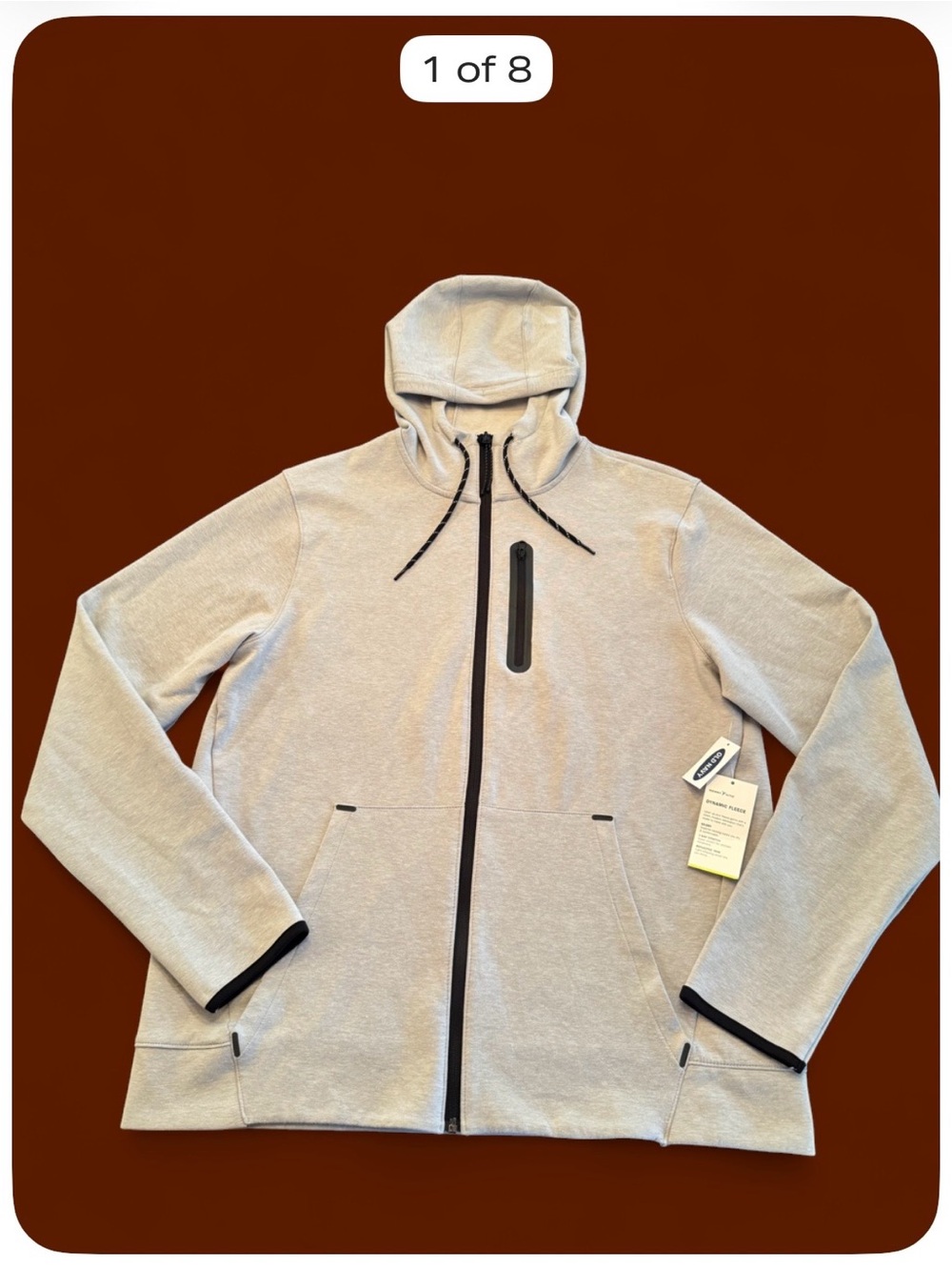 Old Navy Active Dynamic Fleece Full-Zip Hoodie Men’s Large Light Gray NWT